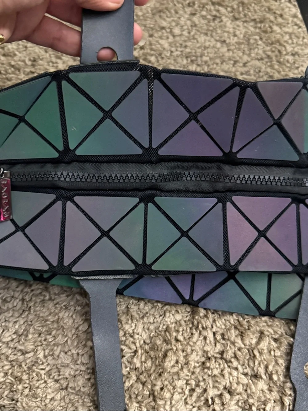 Bao Bao Issey Miyake Iridescent Geometric Tote in Green, Purple & Blue